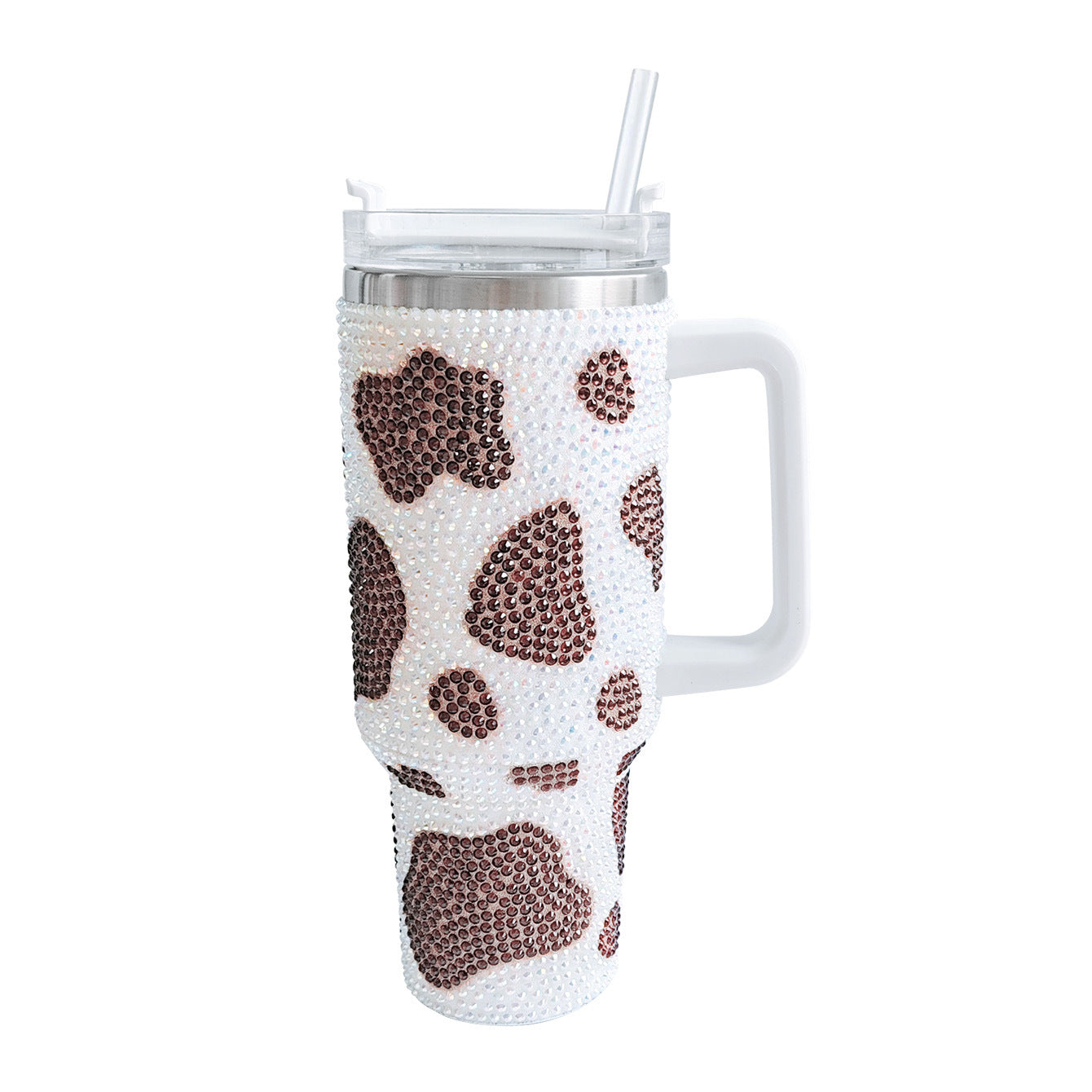 Wholesale Tumbler Ice Bullies Cup  40oz Cow Pattern Diamond-encrusted Portable Thermos Tumbler Cup